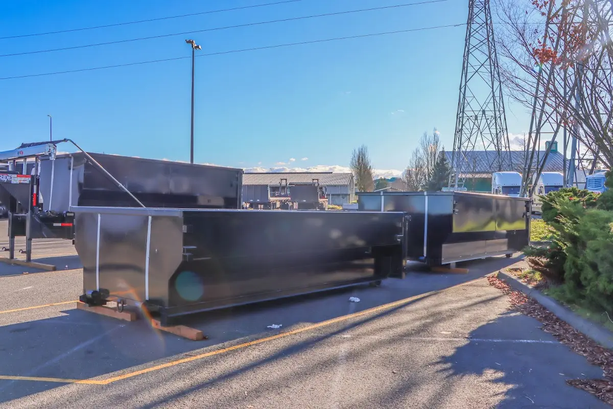 Roll-off dumpster ready for waste disposal at job site for 20 Yard Dumpster Rental in Star